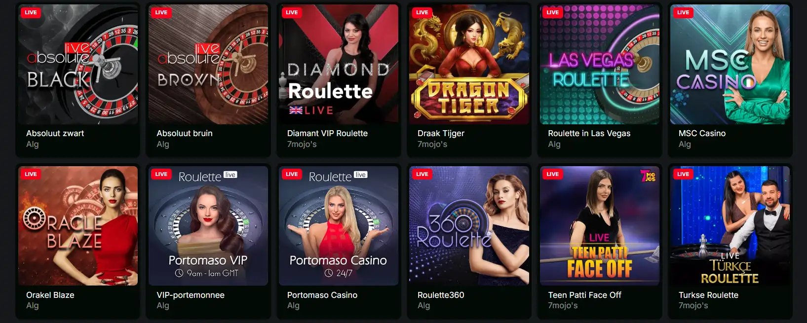 Live casinospellen met professionele dealers