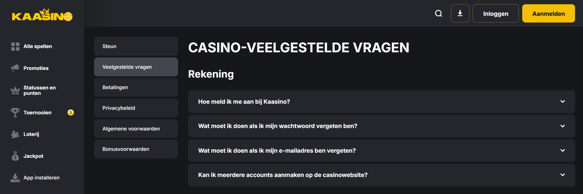 Klantenservice en support voor spelers